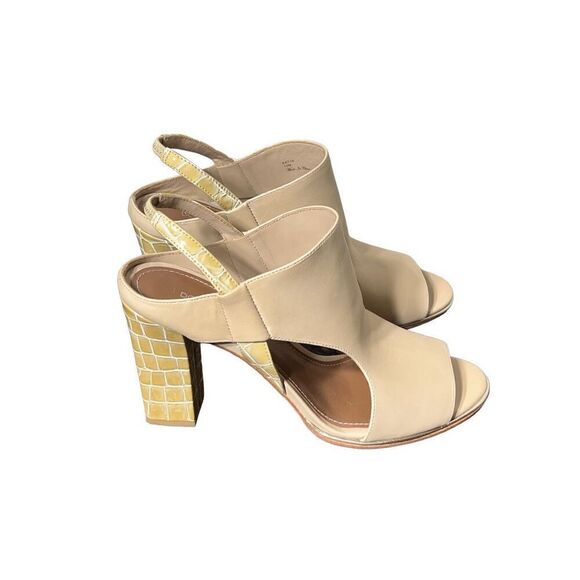 Donald J Pliner Katya Nude Croc Embossed Block Heel Slingback Size 10 NWOB - Picture 3 of 6